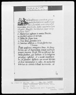 Ordo induendi novitios und anderes — Vignette mit Engeln, Folio 3recto