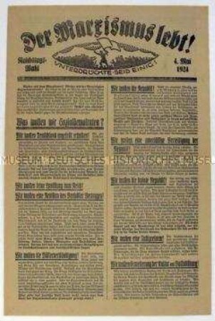 Sonderdruck der SPD Dresden zu den Reichstagswahlen 1924 mit einem Bekenntnis zum Marxismus