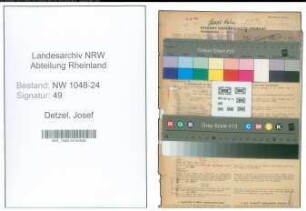 Entnazifizierung Josef Detzel , geb. 22.02.1891 (Werkmeister)