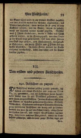 VII. Von wilden und zahmen Fleischspeisen.