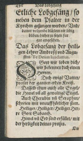 Das Lobgesang der heiligen Lehrer Ambrosii und Augustini ...