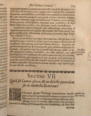Sectio VII. Quid sit Lumen gloriae, & an defacto ponendum sit in intellectu Beatorum?