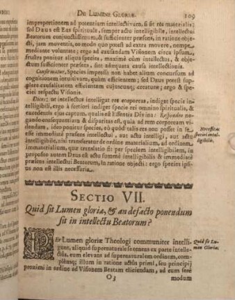 Sectio VII. Quid sit Lumen gloriae, & an defacto ponendum sit in intellectu Beatorum?