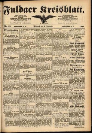 Zweite Ausgabe vom Mittwoch, den 04. November 1903.
