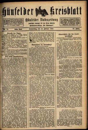 Erste Ausgabe vom Donnerstag, den 19. Februar 1925.