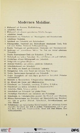 Modernes Mobiliar (Nr. 1-109)