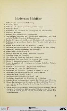 Modernes Mobiliar (Nr. 1-109)