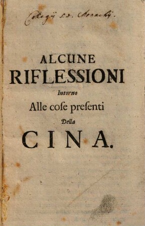Alcune riflessioni intorno alle cose presente della Cina