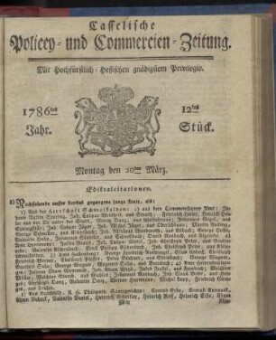 12tes Stueck, Montag den 20ten Maerz. 1786