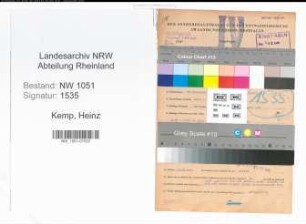 Entnazifizierung Heinz Kemp , geb. 22.11.1913 (Finanzbeamter)
