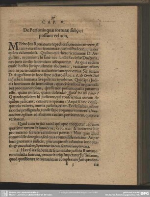 Caput V. De Personis quae torturae subiici possunt vel non