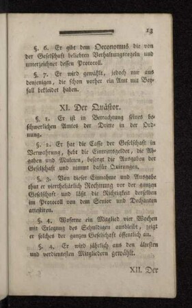 XI. Der Quästor.