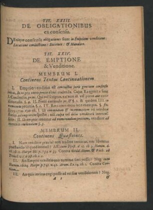 Tit. XXIII. De Obligationibus ex consensu - Tit. XXXI. Quibus Modis Tollitur obligatio.
