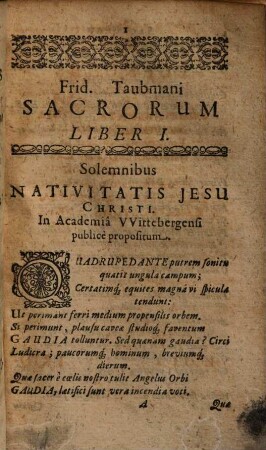 Friderici Taubmani Postuma Schediasmata Vorsa, & Prorsa : cum Auctario Famae Postumae