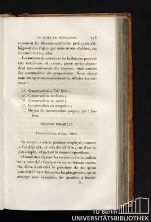SECTION PREMIÈRE. Conservation à l'air libre.