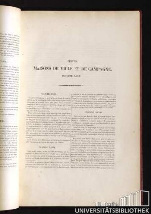 Maisons de ville et de Campagne. Deuxième partie. [Planches XXXI. - LX.]