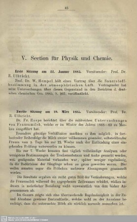 V. Section für Physik und Chemie