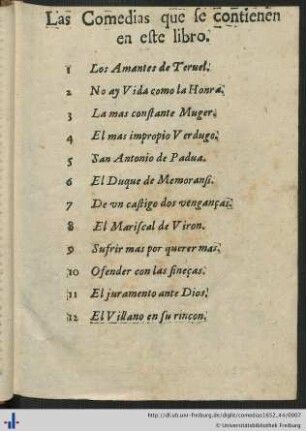 Las Comedias que se contienen en este libro.