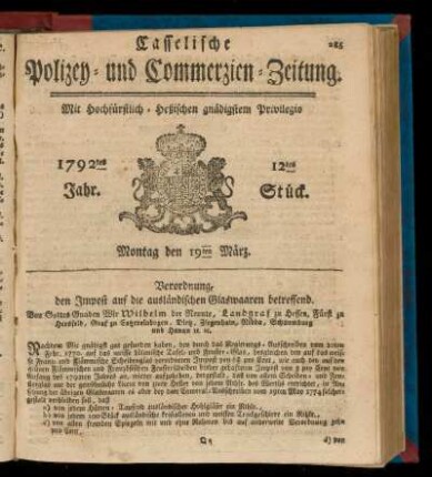 12tes Stück, Montag den 19ten März. 1792