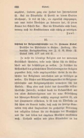 686-689 [Rezension] Siebeck, Hermann, Lehrbuch der Religionsphilosophie