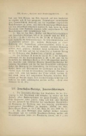 XIII. Feuerkassen-Beiträge, Feuerversicherungen