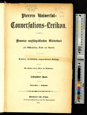 Bd. 16: Schievelbein - Stichblatt : neuestes encyklopädisches Wörterbuch aller Wissenschaften, Künste und Gewerbe