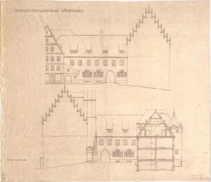 Fischer, Theodor; Nördlingen; Verwaltungs-Gebäude - Ansicht, Ansicht m. Schnitt