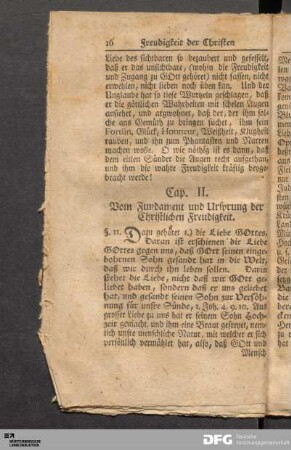 Cap. II. Vom Fundament und Ursprung der Christlichen Freudigkeit.