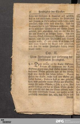 Cap. II. Vom Fundament und Ursprung der Christlichen Freudigkeit.