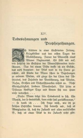 XIV. Todesahnungen und Prophezeihungen