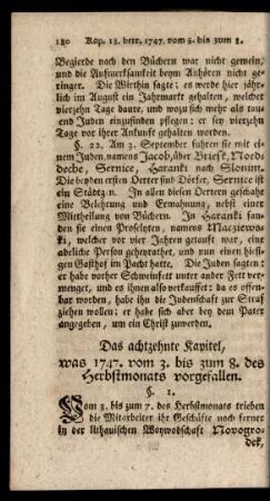 Das achtzehnte Kapitel, was 1747. vom 3. bis zum 8. des Herbstmonats vorgefallen