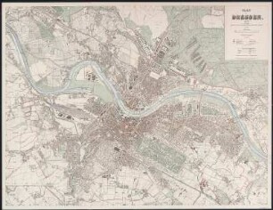 Plan von Dresden, 1:10 000, Lithographie, 1912 : Plan von Dresden. 1912. Bearb. vom Vermessungsamt der Stadt Dresden. 1:10 000. 26. Aufl. Dresden: Kaufmann. um 1912. 120 x 92 cm (Lith.)