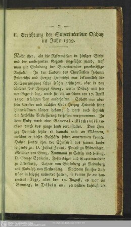 II. Errichtung der Superintendur Oschatz im Jahr 1539