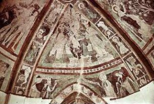 Biblische Szenen, thronende Madonna, Heilige