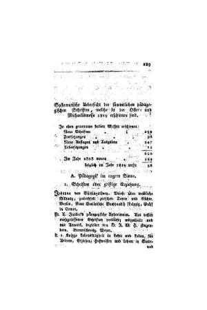 Systematische Uebersicht der sämmtlichen pädagogischen Schriften, welche in der Oster- und Michaelismesse 1819 erschienen sind