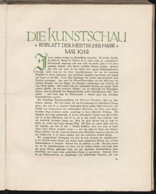 Die Kunstschau - Beiblatt der Meister der Farbe - Mai 1912