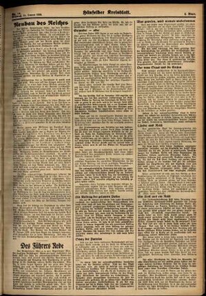 Zweite Ausgabe vom Mittwoch, den 31. Januar 1934.