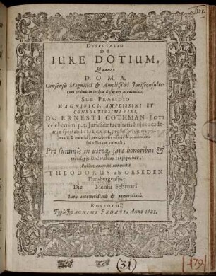 Disputatio De Iure Dotium