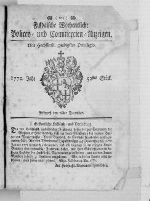 52tes Stück, Ausgabe vom 26. December 1770