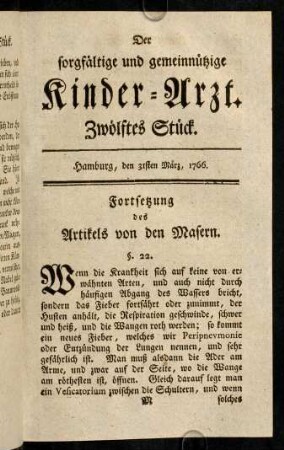 178-182, Fortsetzung. - Von der Einpfropfung der Masern.