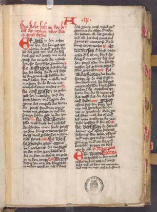 Kopfsteg: Mit roter Tinte Signatur Kloster St. Katharina Nürnberg, A IX