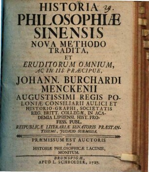 Historia Philosophiae Sinensis