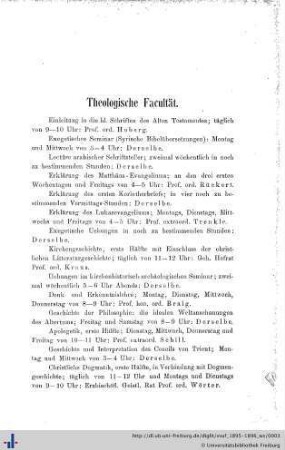 Theologische Facultät.