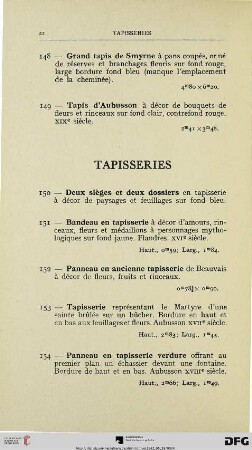Tapisseries (Nr. 150-158)