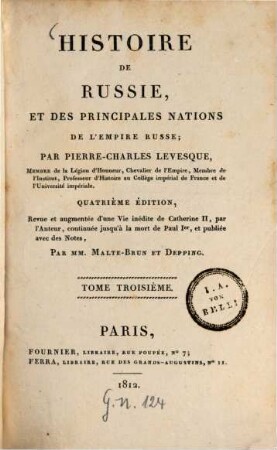 Histoire de Russie et des principales nations de l'empire Russe, 3. - 395 S. : Ill. 43 - 47