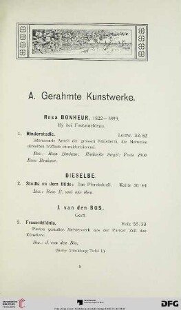 Gerahmte Kunstwerke (Nr. 1-64)