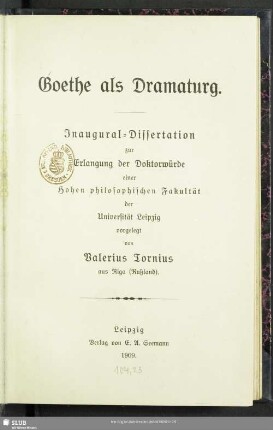 Goethe als Dramaturg