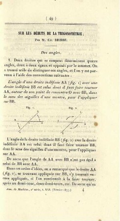 Sur les débuts de la Trigonométrie.