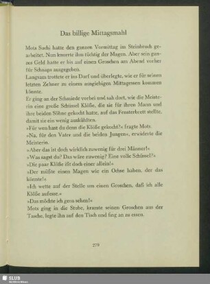 Das billige Mittagsmahl