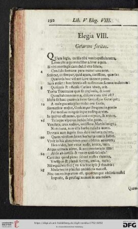 Elegia VIII. Getarum feritas / Das achte Klag-Lied. Die Geten